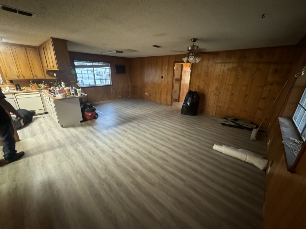 Rustic farmhouse with hardwood flooring
